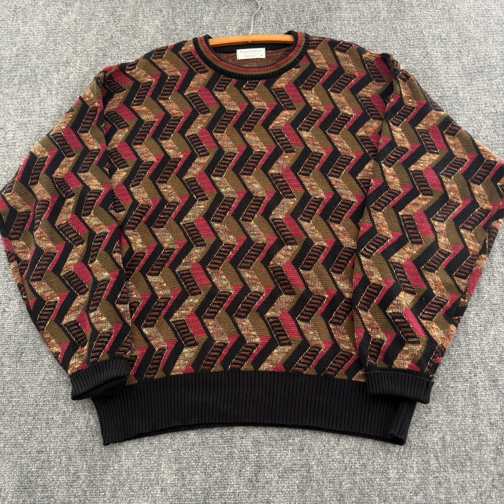 Rare Vintage TRICOTS St. Raphael Geometric Pattern Pullover Sweater 80s 90s XL